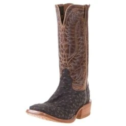 Men's Ariat Showman Mocha Full Quill Ostrich 13in. Dusted Wheat Cowboy Boot