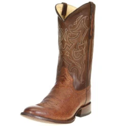 Tony Lama Men's Patron Saddle Smooth Ostrich 13in. Walnut Tundra Top Cowboy Boots