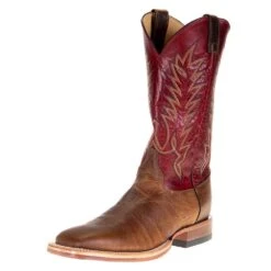 Justin Boot Company Men's Justin Tan Damiana Cowhide 13in. Red Top Square Toe Cowboy Boot