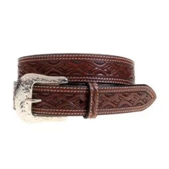 Western Fashion Men's Diamond Pattern Tooled Belt