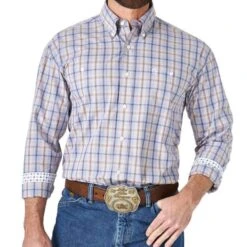 Wrangler George Strait Navy Plaid L/S Shirt