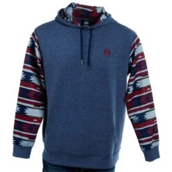 Hooey Men's Parker Navy Aztec Hooded Sweatshirt