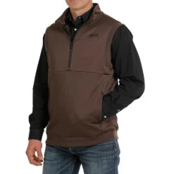 Cinch Men's 1/2 Zip Brown Pullover Fleece Vest