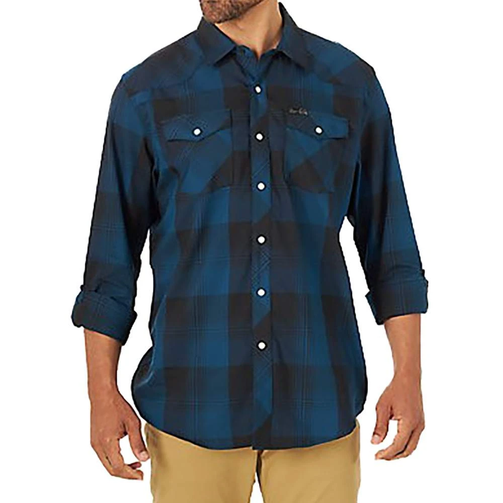 Wrangler Men's ATG By Blue Western Plaid Shirt