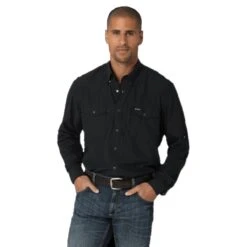 Men's Wrangler Black Performance Long Sleeve Shirt