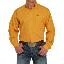 Cinch Men's Yellow Printed Button-Down Western Shirt