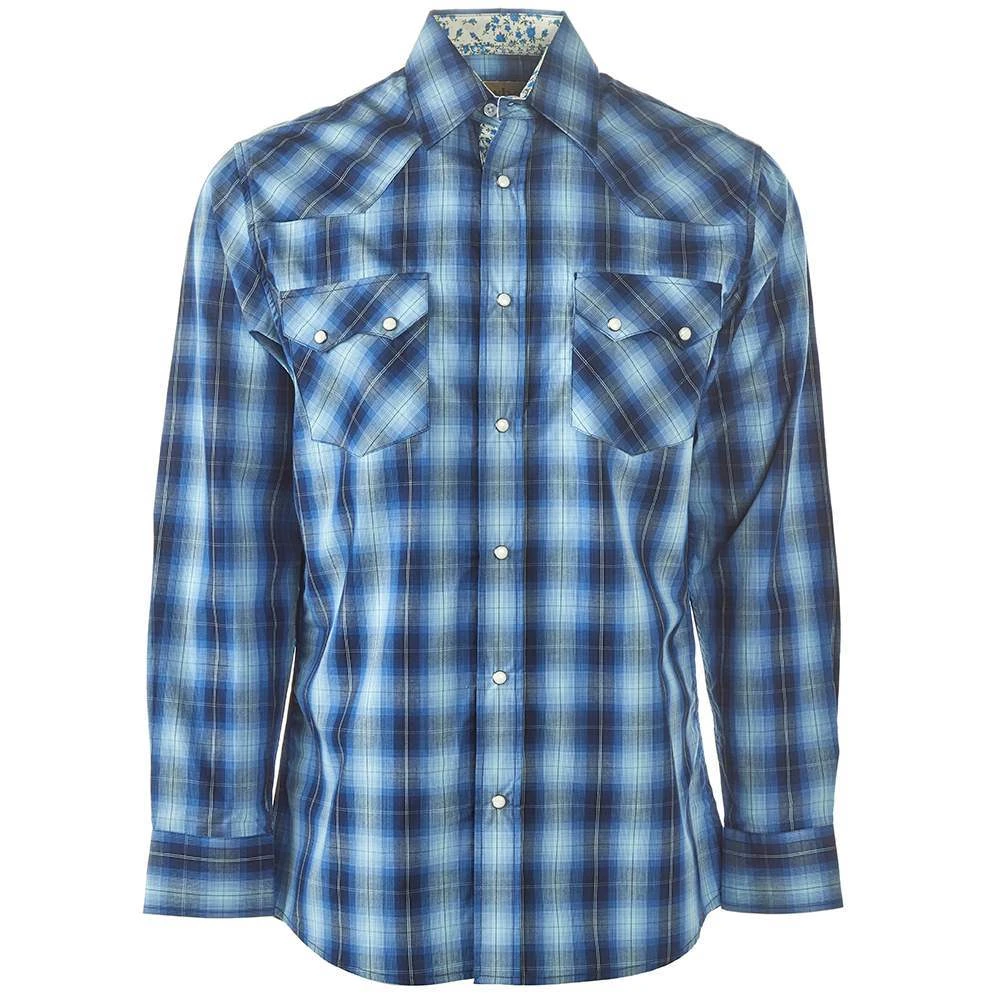 Cowboy Legend Men's Blue Plaid Snap Shirt