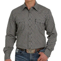 Cinch Men's Khaki Modern Fit Long Sleeve Snap Shirt