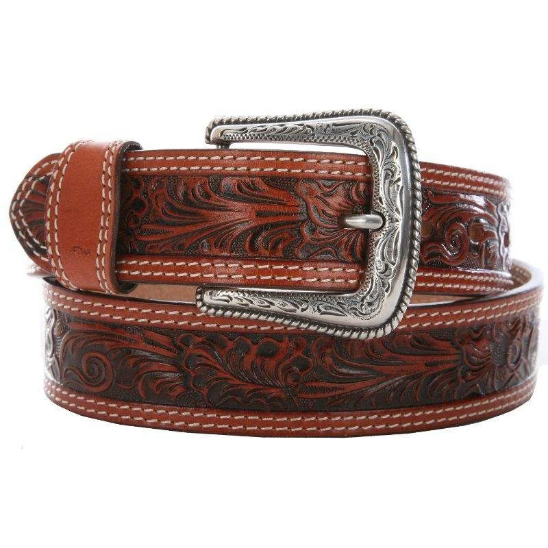 Men's Tan 1 1/2 Tooled Belt