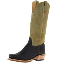 Olathe Boot Company Men's Ride Ready Black Oiled Shoulder 15in Military Green Wyoming Top Cutter Toe