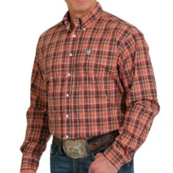 Cinch Men's Red Plaid Button-Down Shirt