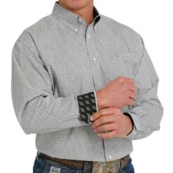 Cinch Men's Grey Print Button-Down