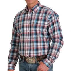 Cinch Men's Plaid Long Sleeve Button Down
