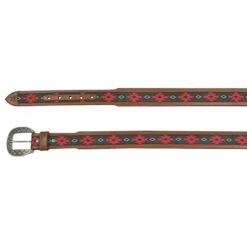 Mens Red Dirt Hat Mens Tapered Belt Red & Turq Southwest Pattern