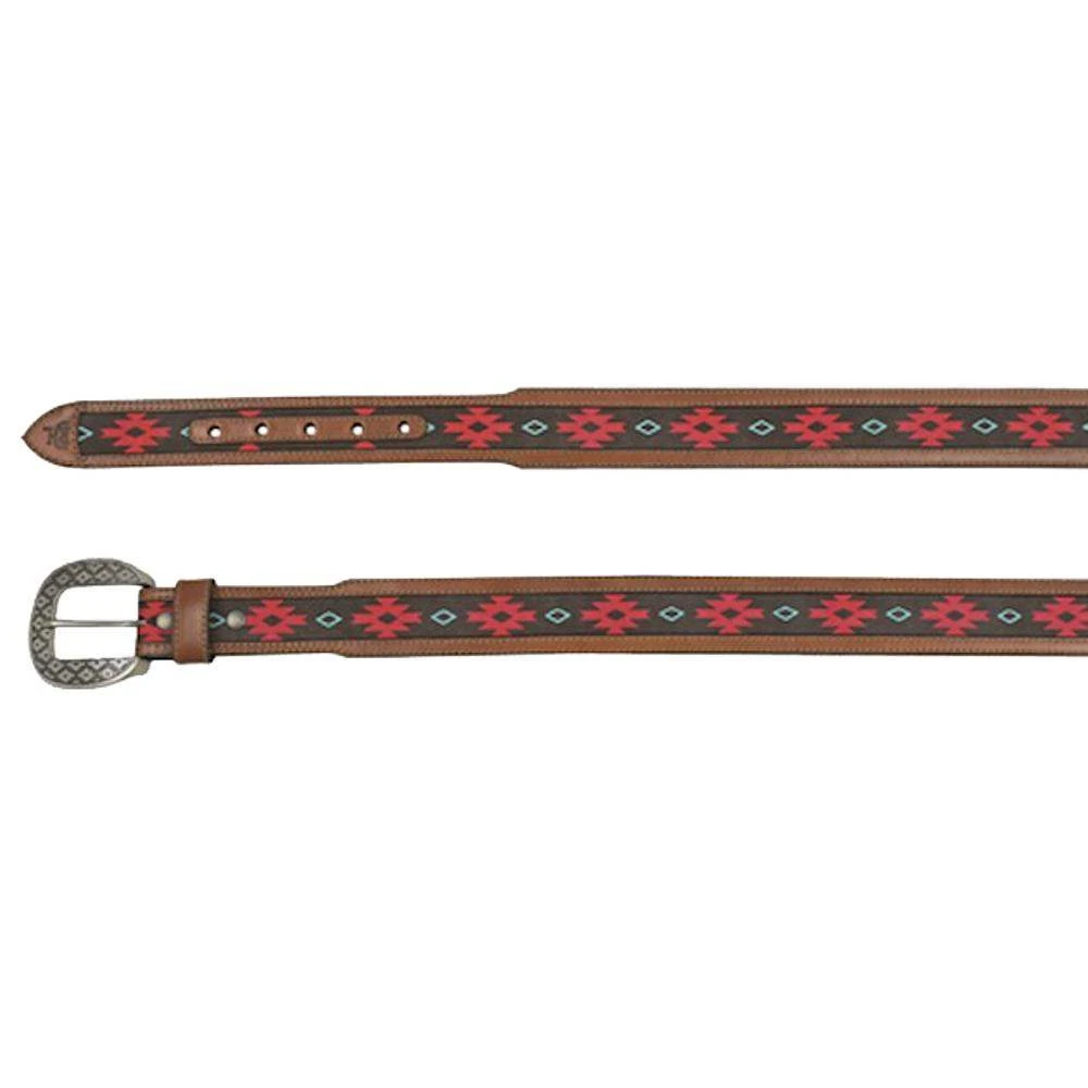 Mens Red Dirt Hat Mens Tapered Belt Red & Turq Southwest Pattern