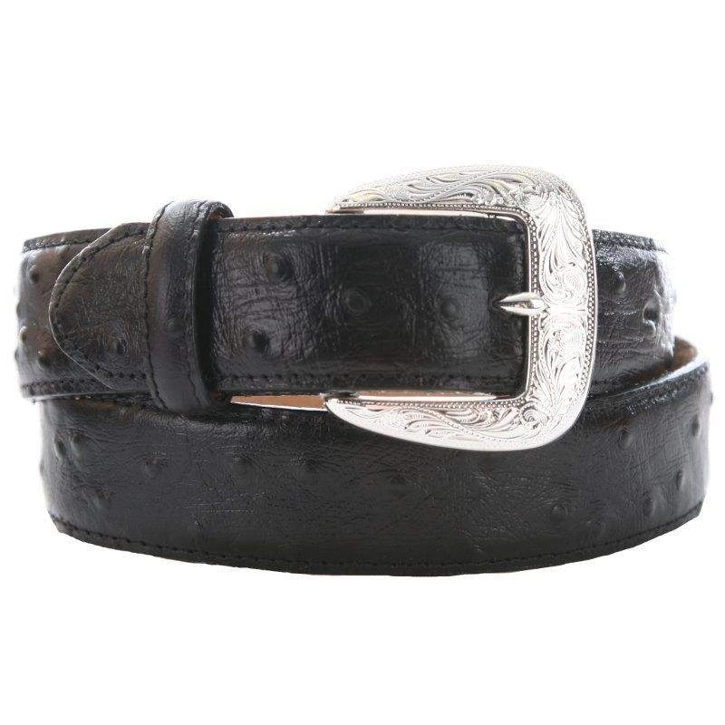 Men's Tony Lama Black Ostrich Dress Belt