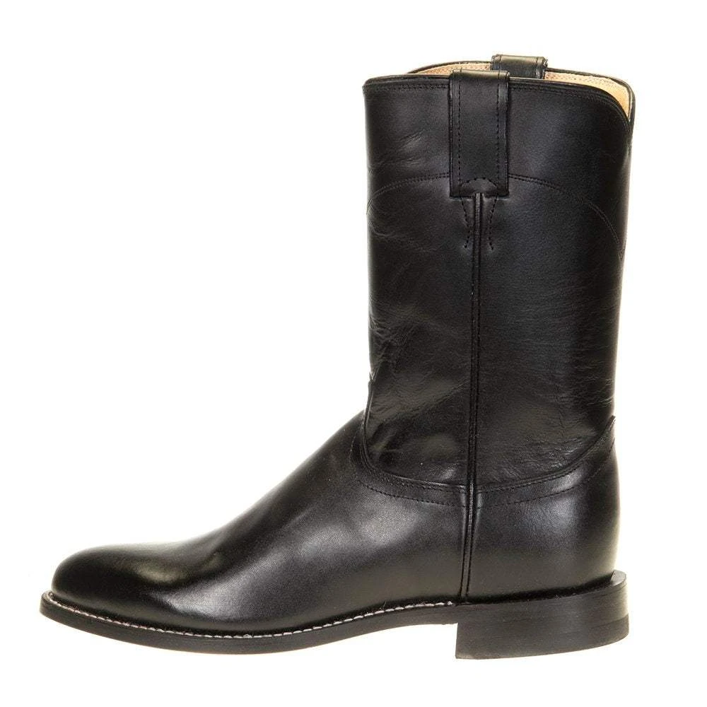 Justin Boots Men's Classic Black Kipskin Roper Cowboy Boots - Image 3