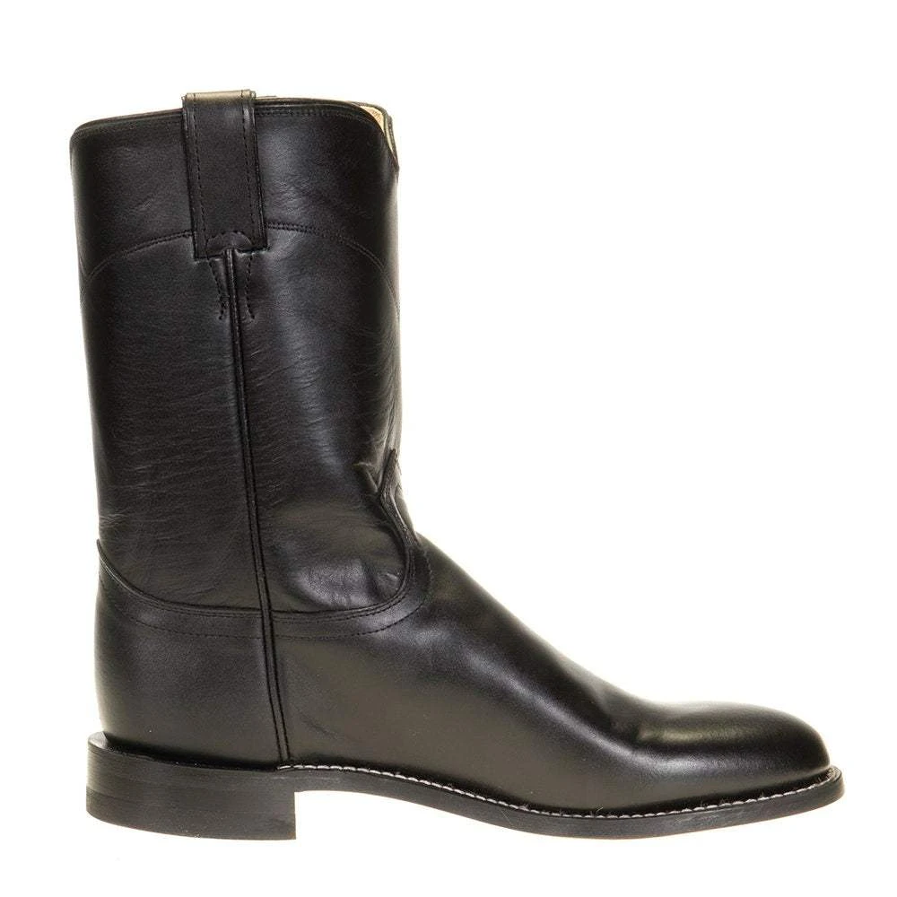 Justin Boots Men's Classic Black Kipskin Roper Cowboy Boots - Image 5