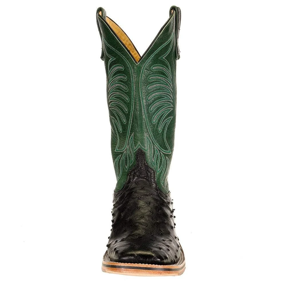 Rios Of Mercedes Men's Anderson Bean Ride Ready Black Full Quill Ostrich 13in. Jade Navajo Top Cowboy Boot - Image 2