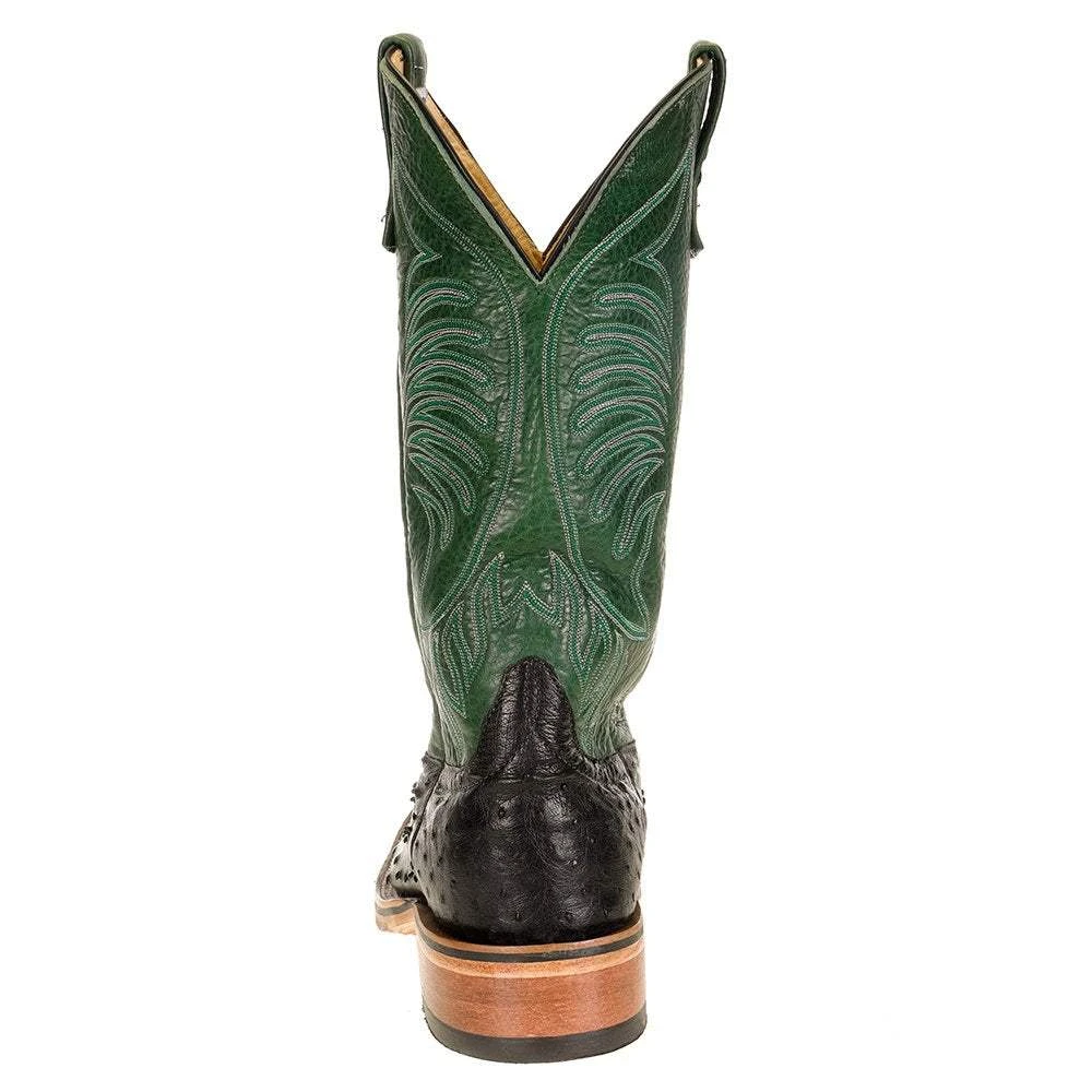 Rios Of Mercedes Men's Anderson Bean Ride Ready Black Full Quill Ostrich 13in. Jade Navajo Top Cowboy Boot - Image 4