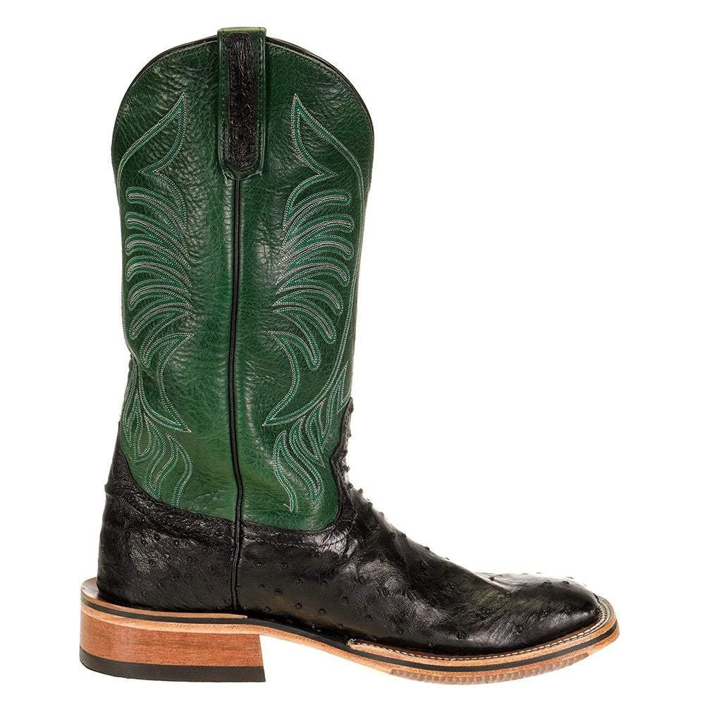 Rios Of Mercedes Men's Anderson Bean Ride Ready Black Full Quill Ostrich 13in. Jade Navajo Top Cowboy Boot - Image 5