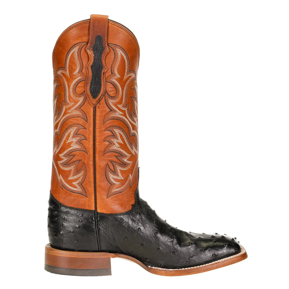 Justin Boots Men's Pascoe Black Full Quill Ostrich 13in. Rebel Suntan Top Cowboy Boots - Image 5