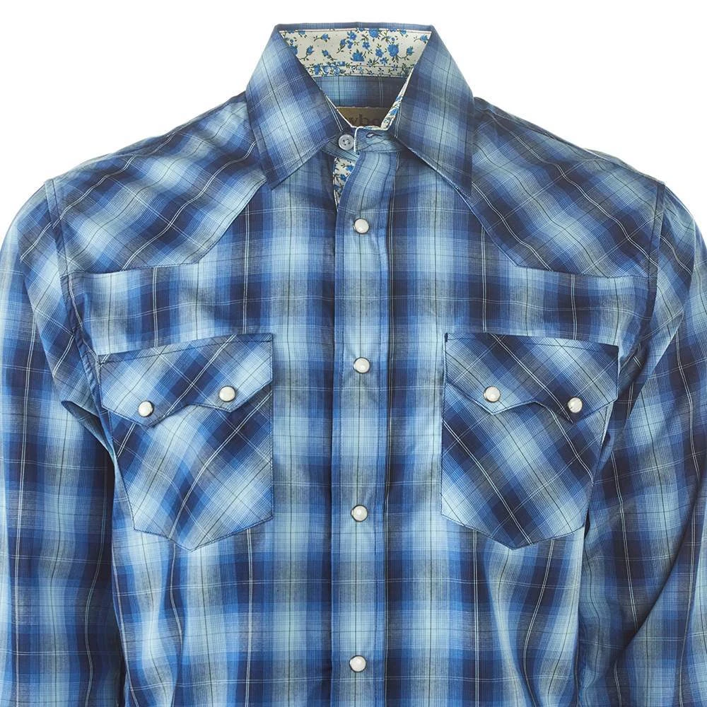 Cowboy Legend Men's Blue Plaid Snap Shirt - Image 2