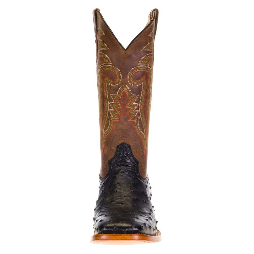 Men's R Watson Black Full Quill Ostrich 13in. Mad Dog Tan Cowhide Top Boots - Image 2