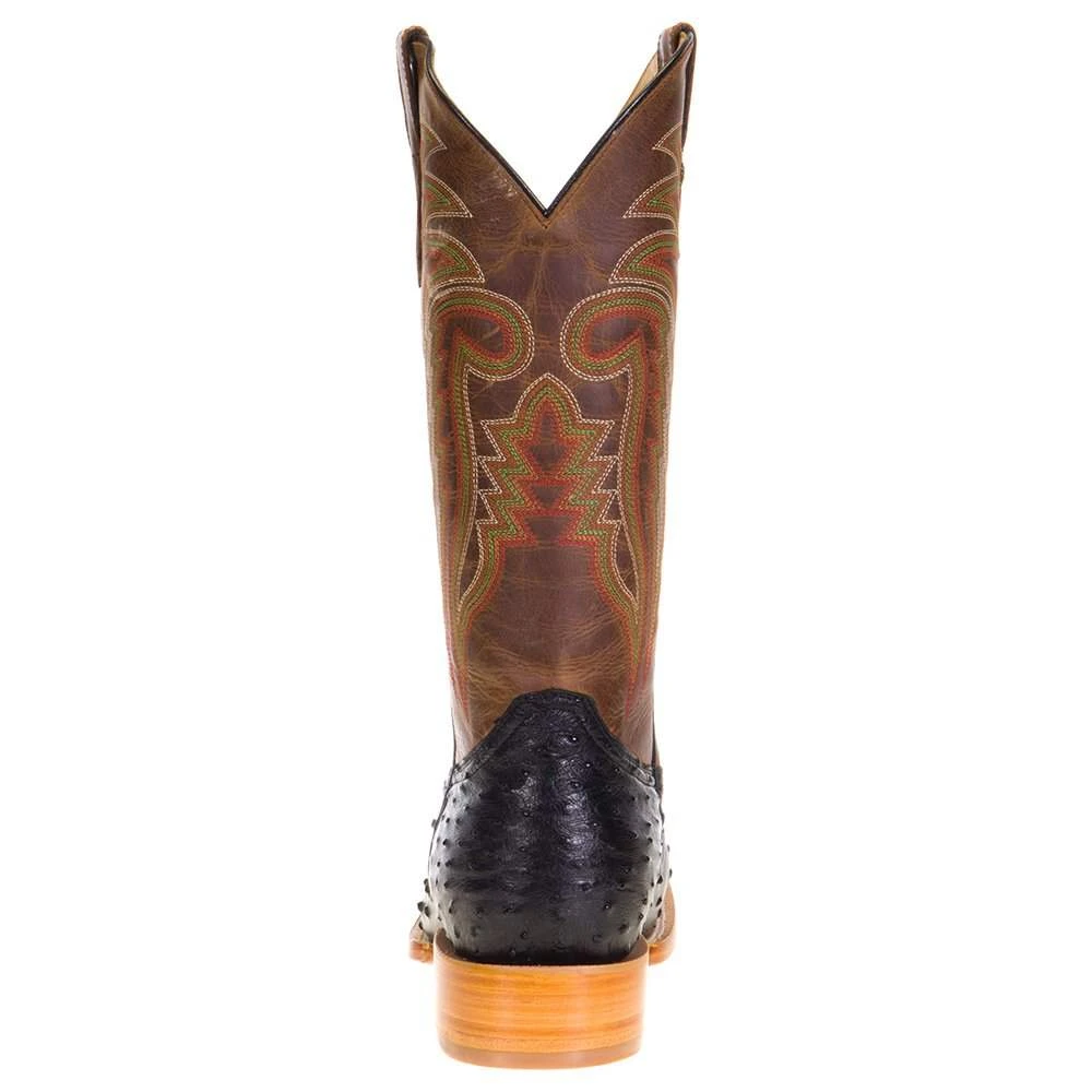 Men's R Watson Black Full Quill Ostrich 13in. Mad Dog Tan Cowhide Top Boots - Image 4